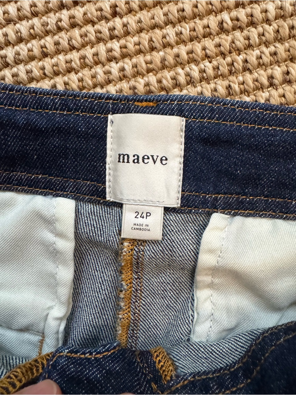 Maeve Dark Indigo Scalloped-Trim High Rise Jeans - Picture 3 of 4